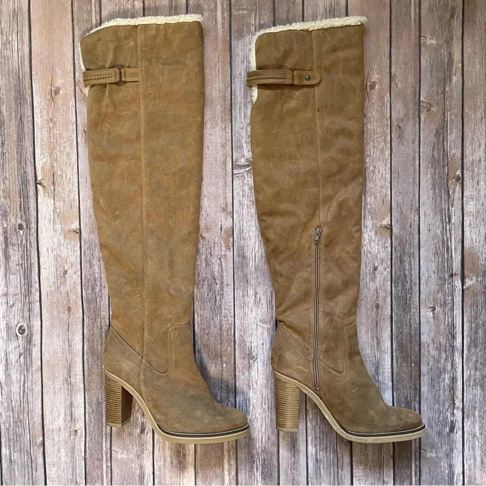 Free People Vegan Blake Heeled Tall Boots faux leather Sherpa shearling boho 41